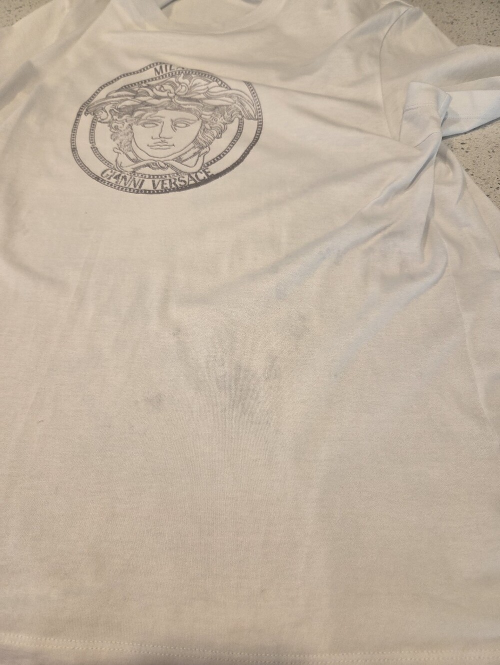Versace White Tayor Fit  Printed Cotton Jersey Medusa Head T-Shirt - Picture 4 of 8